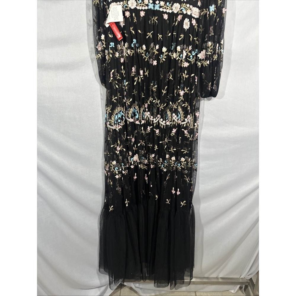 NWT Mac Duggal [ 6 ] 35111 Floral Embroidered Blouson Sleeve Gown‎ Black #Q1214 - Picture 14 of 14